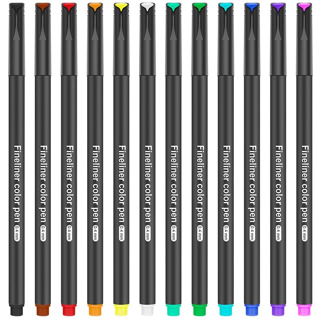 12/24pcs Colored Fine Point Pens Fineliner Pen for Note Taking Calendar  Agenda Bullet Journaling Art Journal Project - AliExpress